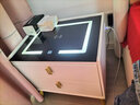 大海边智能床头柜卧室床头实木客厅简约带锁床边小户型轻奢置物收纳柜 【指纹锁+无线充+USB+灯】米白 【新升级】全身实木款50*40*46cm 实拍图