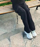 Jretins复古街头工装裤女跳舞休闲运动直筒宽松韩版显瘦阔腿长裤 黑色 L 建议108-118斤左右 实拍图