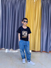 真维斯（Jeanswest）男童t恤短袖夏季薄款纯棉透气2025新款儿童夏天休闲时尚上衣 黑 J星际熊 140 实拍图