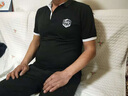 沧狮夏季短袖t恤男士翻领t袖衫青年韩版潮牌衣服男学生t恤衫 黑色 XL 实拍图
