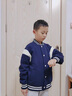真维斯（Jeanswest）男童春秋外套儿童2026新款学院风拼接棒球服男大童春装时尚夹克衫 藏蓝/快乐生活K+太空骑行 140 实拍图