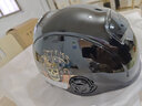 DAVID头盔电动车夏季3c认证哈雷摩托车半盔大头围新国标A男女士夏季通风透气防晒安全帽 黑飞轮长透镜+茶短镜 实拍图