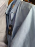诺贝尔保罗（NOBOLPAUL）长袖衬衫男纯棉免烫牛津纺衬衣刺绣水洗商务休闲新款条纹格子衬衣 PL58102蓝色 40（135-145斤） 实拍图