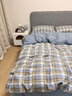 南极人纯棉床上四件套全棉床单被套双人四季可用学生宿舍床上用品三件套 静雅-蓝【母婴级面料 适合裸睡】 1.8m四件套 床单款 （被套200*230cm） 实拍图