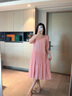 茵曼（INMAN）莱赛尔丝光连衣裙2025夏女装新款U领气质小个子显瘦长裙子 洛可可粉 S 实拍图