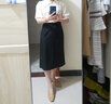 范思蓝恩201028气质开叉半身裙女夏季中长款高腰a字裙职业 黑色 M 实拍图