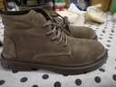 跨足行秋冬季男士战术马丁靴男靴高帮工装鞋中帮复古透气战狼靴沙漠短靴 卡其-加绒款 40 皮鞋码 实拍图