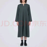 无印良品（MUJI）女式 起毛 V领长袖连衣裙 女款长裙裙子秋冬 女装 BC2FBC3A 炭灰色 S (155/80A) 实拍图