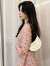 华伦天奴VALENTINO[双11限时优惠]女士VLOGO SIGNATURE 粒面HOBO 浅象牙白色 均码 实拍图