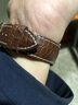 十瑞（SHIRUI）进口美洲鳄鱼皮表带男女适用于浪琴名匠天梭力洛克万国积家欧米茄卡地亚真皮手表带 棕色白线【玫金扣】 21mm 实拍图