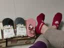 LEDOMODA瑜伽袜交叉带毛圈底加厚瑜伽袜女防滑耐脏短袜女士袜子女袜瑜伽袜 点胶瑜伽短袜深灰 实拍图