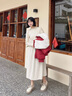 茵曼（INMAN）灯芯绒连衣裙春秋女装新品长袖休闲针织礼服中长裙子 淡香杏-18348727 S 实拍图