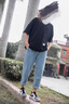 蓦沐牛仔裤子男春夏直筒潮牌休闲长裤宽松百搭裤子韩版青少年春夏男装 中蓝色2207-2 L 115斤-125斤 实拍图