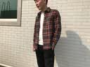 花花公子衬衫男春秋夏季新款百搭工装宽松长袖男士外套帅运动休闲衬衣男装 红灰 L 实拍图