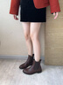 爱步（ECCO）靴子女 时尚潮流百搭冬季切尔西女靴牛皮粗跟短靴女 型塑266503 棕色26650301014 36 实拍图