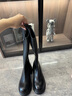 ZHR长筒靴女过膝皮带扣便捷拉链皮靴增高显瘦女靴女鞋加绒保暖骑士靴 黑色（GN06A-两耳朵-加绒） 37 实拍图