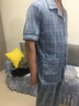 依善屋舍娜丽密艾夏天中年男士睡衣夏季棉质短袖长裤中老年人爸爸老人男家 KZY639-2浅蓝 男XL码(175)建议120-140斤 实拍图