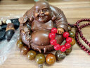悦吉祥弥勒佛汽车摆件车内饰品佛像车上保平安车载车饰佛系汽车用品大全 圆弥勒佛【檀木色】+龙纹石 实拍图