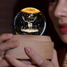 jeancard水晶球旋转木质发条式音乐盒 送女生女友老婆情人节生日创意礼物 麋鹿(天空之城音乐) 实拍图