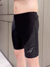 速比涛（Speedo）游泳裤男专业五分男士泳衣泳镜泳帽套装防尴尬游泳装备 黑色/炭灰 XS (30) 身高165/体重60/腰围77 实拍图