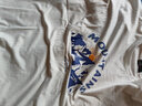 百鹊亭（BAIQUETING）两件装】短袖T恤男夏季印花宽松衣服五分袖ins港风青少年圆领t恤 冰山 白色+微笑 蓝色 XL【建议115-130斤】 实拍图