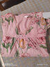 芬腾 睡衣女纯棉新款印花时尚V领蕾丝透气女士家居服套装女 豆沙 L 实拍图