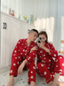 歌佰芬本命年情侣睡衣纯棉春秋冬季新婚休闲家居服结婚可外穿大红色睡衣 AA7742莱卡棉拉架 2XL 女+男XL 实拍图