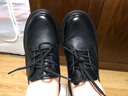 富贵鸟头层牛皮女鞋圆头粗跟小皮鞋厚底平跟舒适单鞋英伦风休闲女鞋子FN0204/0012 黑色 40 实拍图