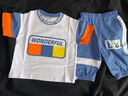 邻家米其童装男童套装夏装短袖新款1-3-4-6岁儿童宝宝男孩2夏季5小孩衣服 XT2074（字母款）-蓝色 110 码/身高100-110cm（3-4岁） 实拍图