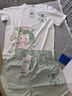 真维斯童装女童夏季套装2025新款儿童纯棉短袖T恤时尚中大童休闲花苞腰短裤 白/J荷叶猫右下-绿/J夏天K 140 实拍图