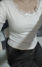 妙奕嘉白色内搭蕾丝打底衫女纯欲辣妹上衣修身微胖显瘦秋季衣服可外穿 磨毛纯欲蕾丝蝴蝶结长袖【白】 均码 （建议75-120斤） 实拍图