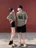love legend情侣装夏季短袖t恤套装一男一女2024新款网红半袖上衣服学生定制 （猫咪）男灰绿+女灰绿 M 男+S女 实拍图