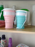 fancyfree旅行硅胶折叠杯便携式水杯可伸缩漱口杯户外大容量杯子多功能儿童男女野餐出差旅游用品 大杯粉蓝色（带扣环） 实拍图