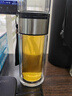 唯万双层茶仓茶水分离泡茶杯大容量家用办公室便携玻璃杯过滤茶水杯子 提绳款-钢本色400ml-送杯套杯刷 实拍图