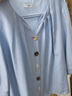 百图betu女装春夏新款衬衫圆领不规则纽扣七分袖衬衫女2403T39 蓝色 S 实拍图