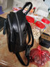 花迹（HUAJI）真牛皮双肩包女新款韩版时尚百搭女士牛皮背包软皮旅行书包女多层 黑色 实拍图