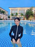AQUAPLAY连体泳衣女性感显瘦露背温泉三角游泳装防晒速干浮潜水冲浪服 薄款长袖露背三角连体 M(96-110斤) 实拍图