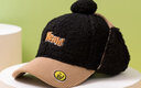 G.duck秋冬季儿童羊羔绒鸭舌帽男女童加厚防风棒球帽宝宝保暖护耳帽子潮 黑色 建议3-10岁左右 x 帽围50-55左右，可以调 实拍图