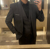 罗蒙西服套装男士商务修身西装男职业正装小西服新郎伴郎结婚礼服外套 灰色单扣【西服+西裤+马甲+衬衫 6XL /200【190-205斤】+7件礼品 实拍图