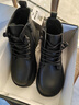 百丽童鞋秋冬儿童靴子女童时尚马丁靴中大童潮流皮靴 黑色34码 实拍图
