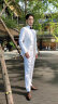 华素坊春夏款高端商务冰丝西服套装男士修身无痕弹力垂感白色西装两件套 白色 M/170（建议115-130斤） 晒单实拍图