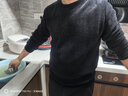 啄木鸟（TUCANO）加绒毛衣男加厚圆领针织衫冬款中青年雪尼尔保暖打底衫男装上衣  黑色 L (170) 【推荐110-130斤】 实拍图