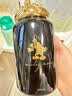 格米（germ）保温杯女可爱波点316高颜值少女糖果色水杯420ml 轻奢黑金420ml【斜挎杯套款】 实拍图