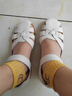 亲情夫人妈妈凉鞋女夏坡跟牛皮软底舒适休闲中老年复古皮凉鞋防滑沙滩鞋 米白色 38 实拍图