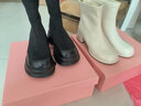 卓诗尼厚底短靴女2025年冬新款弹力靴袜春秋女靴子英伦风加绒瘦瘦马丁靴 黑色-单里 35 实拍图