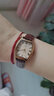 聚利时邢菲同款复古休闲皮带小众酒桶手表女士学生考试石英情侣表JA-703 小酒桶咖色女款【原装针扣】 +原装礼盒+镜子+电子2 实拍图
