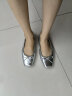 百丽芭蕾风平底鞋女24夏季新款商场同款真皮蝴蝶结单鞋B3W1DCQ4 银色 37 晒单实拍图