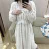 另约睡裙女冬季加厚加绒珊瑚绒睡衣裙长袖法兰绒秋冬款2026新款家居服 6728BA 圆领花边 肤白 XL 实拍图