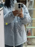 查尔斯桃心加厚保暖美式休闲学生面包服宽松立领反光字母棉衣外套男女同款 月光蓝 M 实拍图