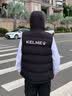 卡尔美（KELME）连帽棉马甲男冬季新款防寒保暖运动棉服无袖休闲坎肩 玛瑙黑 XL 实拍图